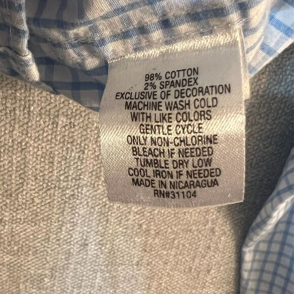 Men’s Crown & Ivy Classic Fit Shirt L Blue White Checked Long Sleeve Button-Up - Picture 5 of 9